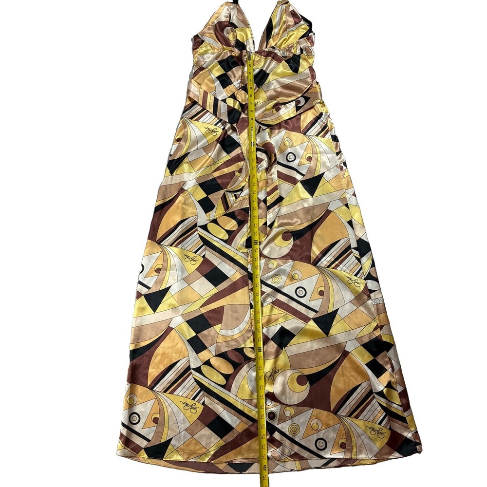 VTG Y2K Baby Phat Babydoll Halter Maxi Dress Juniors 11 Psychedelic 70s Revival - Picture 12 of 16